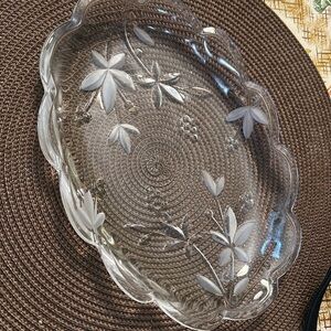 Elegant Clear Glass Floral Serving Platter